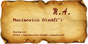 Maximovics Aladár névjegykártya